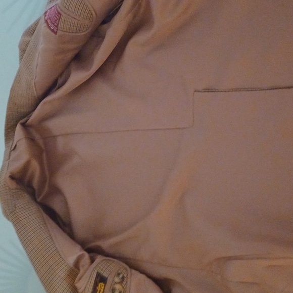 Milano Fashions Mens Custom-Made Jacket/Blazer Tan/Brown Plaid Single Breasted - Picture 8 of 8